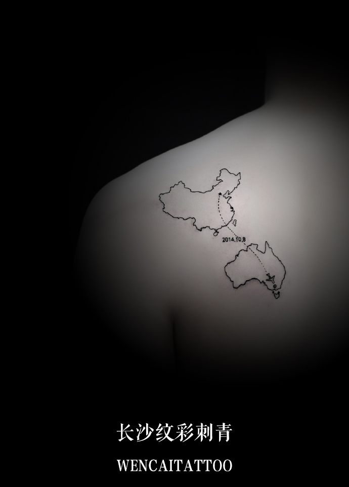 长沙的盖先生地图后背纹身图案